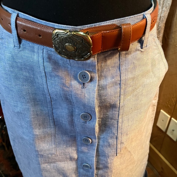 Talbots Blue Button-Front Skirt - Picture 3 of 4